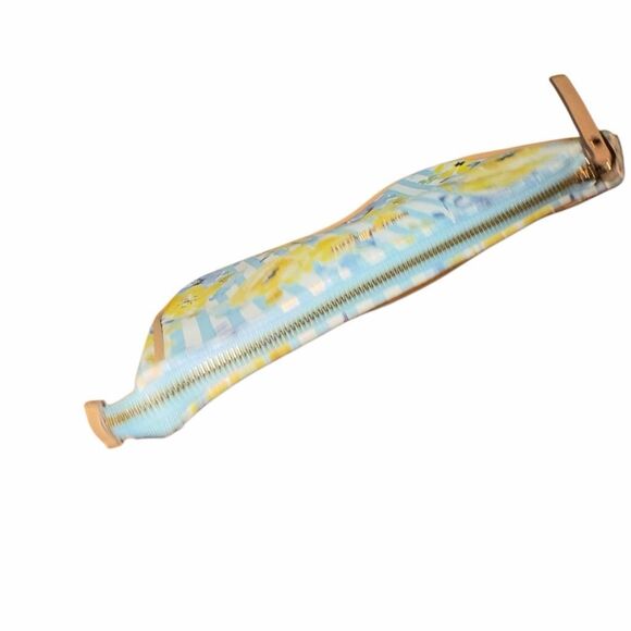 Nanette Lepore blue, white, and yellow floral zippered clutch hand bag wristlet - Picture 6 of 6